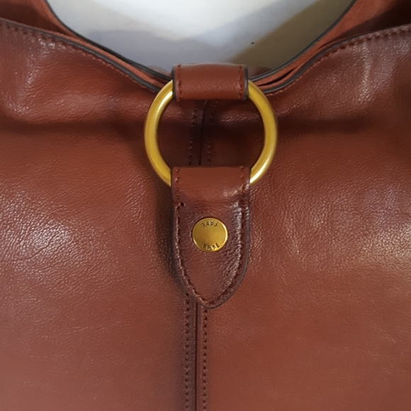 New Frye Leather Brown Ring Hobo Tote Shoulder Bag - Picture 7 of 8
